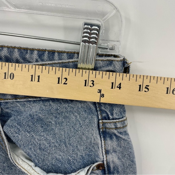 Signature 8 high waist distressed straight jeans Sz M knee holes 28x29 - Picture 7 of 11